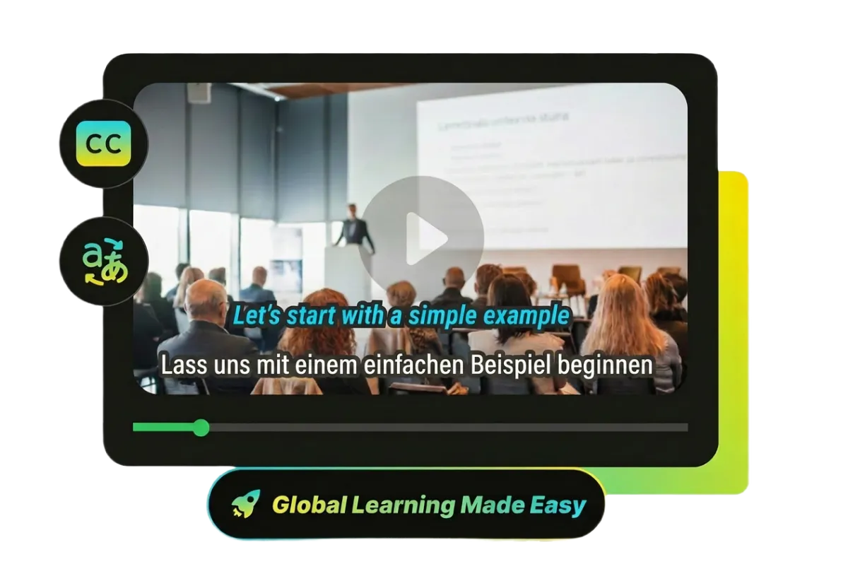 Online course video with German subtitles